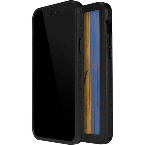 Barbados Flag Dark Wood iPhone 12 Waterproof Case
